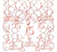 HOWAF 30 Pezzi Oro Rosa 15 Anni Compleanno Decorazioni Ragazza, Oro Rosa Ghirlande Addobbi 15 Anni Compleanno Pendenti a Spirale Appendere Turbinanti Decorazioni