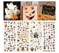 HOWAF 8 Fogli Adesivi Halloween per Bambini, Stickers Pipistrello Fantasma Zucca, Accessori per Buste di Festa Carte Busta Decorazioni Addobbi