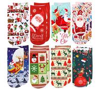 HOWAF 8 Paia Carino Natale Calzini per Bambini Ragazzi Ragazze, Natale Calze alla Caviglia per Bambini Natale Regalo Riempitivi per Calze Natalizie