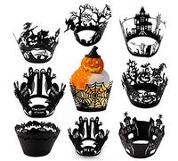 Howaf 9 Stile Halloween Cupcake Wrapper Decorazioni, 36 Pezzi Halloween Filigrana Coppetta Cupcake Pirottini Carta Casi per Muffin Dolce Zucchero Compleanno Matrimonio Natale