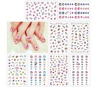 Howaf Adesivi 3D per nail art (unghia), adesivi unicorni per manicure finte per bambini, ragazze e donne