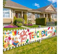 HOWAF Banner per la decorazione della settimana dell'insegnante di apprezzamento per il cortile, con scritta "Thank You Teachers and Staff We Appreciate You" per la decorazione scolastica, cartello