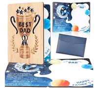 HOWAF Biglietto per la Festa del papà Biglietto d'auguri per papà Speciale Biglietto di Auguri in Vero Legno di bambù per papà Regalo per papà Compleanno o Anniversario Congratulazioni per Festa papà