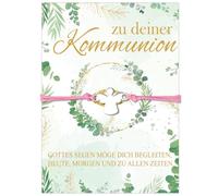 HOWAF Bracciale Comunione Ragazza, Bracciale Angelo Custode Bracciale Comunione con Biglietto Comunione, Regali Comunione per Ragazze, Argento Rosa