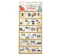 HOWAF Calendario dell'Avvento in tessuto, 58 x 128 cm Calendario Avvento 2024, Riutilizzabile Calendario Avvento da riempire con 24 Tasche, Calendario dell'Avvento appeso Decorazioni Natalizie, Oro