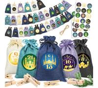 HOWAF Calendario Ramadan Decorazioni, 30 Sacchetti per Calendario dell'Avvento da Riempire con 1-30 Numero Adesivi, Regalo Calendario del Ramadan Conto alla Rovescia, Decorazione Ramadan Eid Mubarak