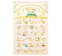 HOWAF Calendario Ramadan Decorazioni, Calendario dell Avvento in Tessuto Ramadan Calendario Avvento 2025, Calendario dell'avvento con 30 Tasche, Regalo Decorazione Ramadan Eid Mubarak, Bianco, 10x10CM