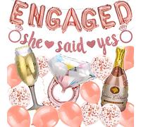 HOWAF Engaged Palloncini Oro Rosa Pellicola Palloncini Engagement She Said Yes Striscione Banner Engaged Ghirlanda di Palloncini in Alluminio Palloncini in Lattice per Fidanzamento Matrimonio Festa