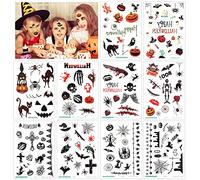 Howaf Halloween finti tatuaggi temporanei per bambini, 180 disegni adesivi, per festa, sacchetti regalo - Vampiro zucca pipistrelli Mostro strega Skull