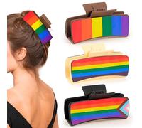HOWAF LGBTQ - 3 fermagli per capelli arcobaleno per il giorno del gay pride, accessori per capelli per ragazze e donne, decorazioni per acconciature da sfilare, clip per capelli Love is Love, per il