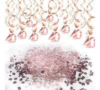 HOWAF Oro Rosa 40 Anni Compleanno Decorazioni per Donna, 40 Compleanno Pendenti a Spirale et étoile Happy Birthday 40 Compleanno Coriandoli di Tavolo