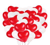 Howaf Palloncini Decorazioni per Festa, 100 Pezzi Cuore Palloncini Rossi e Bianchi Palloncini in Lattice per Compleanno, Feste, Matrimoni e Cerimonia Celebrazione