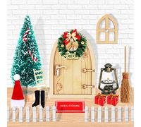 HOWAF Porta Elfo Natale Kit, 15 Porta dell Elfo di Natale in Miniatura Porta Elfo Natale Apribile Ghirlanda Scale Luci Gnomi Porta delle Accessori Miniature Natalizie Casa Elfo Natale Acessori