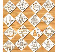 HOWAF Stencil di Pittura per Natale, 16 Pezzi Plastica Disegno DIY Template per Scrapbooking, Graffiti, Decorazione da Parete, Regalo per Bambini