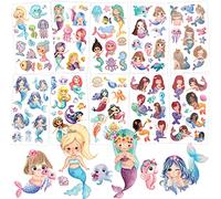 HOWAF Tatuaggi Temporanei Bambini, 10 Fogli Brillantini Sirena Tatuaggi Temporanei Ragazza Sirena Tatuaggi Finti Tatuaggi Bambina Adesivi per Compleanno Sirena Feste di Compleanno Accessori per Feste