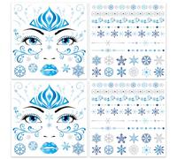 HOWAF Tatuaggi Temporanei Fiocco di Neve Frozen Tatuaggi, Tatuaggi Viso Frozen, Tatuaggi Halloween Tatuaggio Viso per Costume Halloween