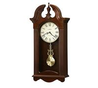 Howard Miller Malia Orologio da parete 625-466 - Finitura bordeaux ciliegia, Bob a pendolo rotondo in ottone spazzolato, decorazioni per la casa, movimento al quarzo a campanello singolo