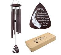 Howarmer Campanelli a vento commemorativi per la perdita della persona amata - Campanello a vento con scritta "con ogni leggera brezza" - Regalo di lutto commemorativo per giardino, patio o