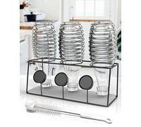 Howdah Scolabottiglie Portabottiglie da Cucina in Acciaio Inox per 3 Bottiglie di Soda e Tappi di Bottiglia con Diatomee Assorbenti ad Asciugatura Rapida e Spazzola, Nero