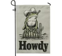 Howdy - Bandiera da giardino anfibia grigia, decorazione per esterni, in iuta su entrambi i lati, per feste primaverili ed estive, 30,5 x 45,7 cm
