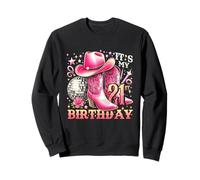 Howdy - Cappello da Cowboy da Donna, con Stivali Rosa, Palla da Discoteca per 21° Felpa