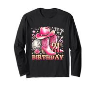 Howdy - Cappello da Cowboy da Donna, con Stivali Rosa, Palla da Discoteca per 21° Maglia a Manica