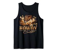Howdy - Cappello da cowgirl con motivo floreale, stile bohémien, da donna, marrone Canotta