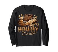 Howdy - Cappello da cowgirl con motivo floreale, stile bohémien, da donna, marrone Maglia a Manica