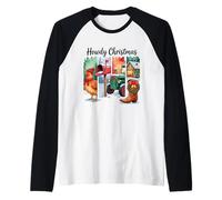 Howdy Christmas Rustic Holiday Country Scene Maglia con Maniche Raglan