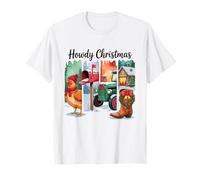 Howdy Christmas Rustic Holiday Country Scene Maglietta
