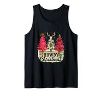 Howdy Christmas Western Trees Cowprint Leopard Cowboy Canotta