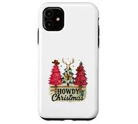 Howdy Christmas Western Trees Cowprint Leopard Cowboy Custodia per iPhone 11