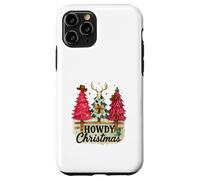 Howdy Christmas Western Trees Cowprint Leopard Cowboy Custodia per iPhone 11 Pro