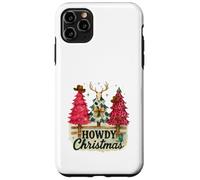 Howdy Christmas Western Trees Cowprint Leopard Cowboy Custodia per iPhone 11 Pro Max