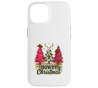 Howdy Christmas Western Trees Cowprint Leopard Cowboy Custodia per iPhone 14
