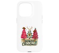 Howdy Christmas Western Trees Cowprint Leopard Cowboy Custodia per iPhone 15 Pro