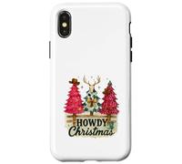Howdy Christmas Western Trees Cowprint Leopard Cowboy Custodia per iPhone X/XS