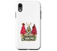 Howdy Christmas Western Trees Cowprint Leopard Cowboy Custodia per iPhone XR