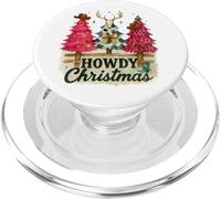Howdy Christmas Western Trees Cowprint Leopard Cowboy PopSockets PopGrip per MagSafe