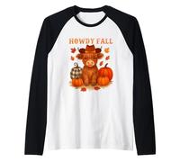 Howdy Fall Funny Cute Mucca Ringraziamento Autunno Vibes Autunno Maglia con Maniche Raglan