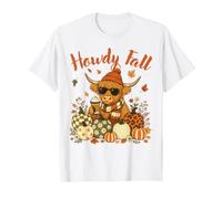 Howdy Fall Highland Mucca Zucca caffè Autunno Design Maglietta