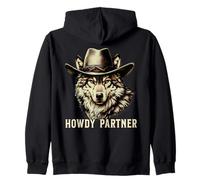 Howdy Partner Wolf Cowboy Cowgirl Wolves Felpa con Cappuccio