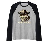 Howdy Partner Wolf Cowboy Cowgirl Wolves Maglia con Maniche Raglan
