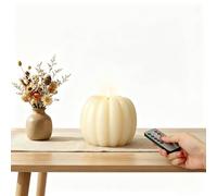 Howeifull Candele LED Zucca in Cera vera, con Telecomando e Timer, Candele a LED a batteria Senza Fiamma per Natale, decorazioni interne (Avorio)