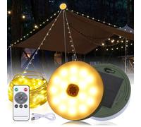 Howeifull Solari Esterno Campeggio, 12M 150 LED Catena Luminosa da Campeggio Arrotolabile, 8 Modalità Impermeabili Luci Solari con Telecomando per Giardino Campeggio Tenda, Ricarica Solare/USB