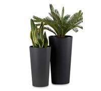 HowHomely 2X Vaso da Fiori Grande con Inserto per Piante | Vaso da Fiori Grande Nero in Plastica per Decorazione del Soggiorno o Giardino | Set di 2 Vasi da Fiori (30xh57cm & 25xh46)