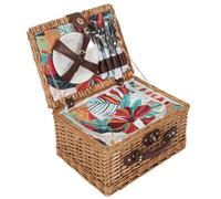 HowHomely Cestino da picnic in vimini con attrezzature, cestino intrecciato con stoviglie, bicchieri, set da picnic per 2 persone all'aperto
