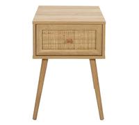 HowHomely Comodino boho 39 x 39 x 55 cm, comodino con frontale in rattan, tavolino scandinavo, effetto legno, decorazione moderna