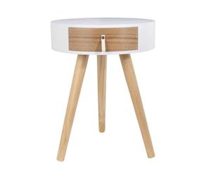 HowHomely Comodino rotondo 35 x 35 x 46 cm - comodino bianco tavolino da letto comodino moderno scandinavo decorazione in legno