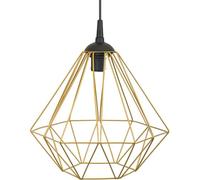 HowHomely Lampada da soffitto stile industriale, 25 x 30 cm, con cavo da 90 cm, lampada a sospensione in metallo dorato con design geometrico, lampada da soggiorno o da soffitto da cucina
